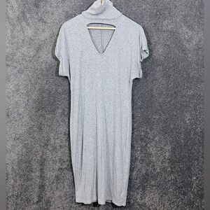 Lane Bryant Sweater Dress 14/16 Gray Rib Knit Mock Turtleneck Cozy Minimalist